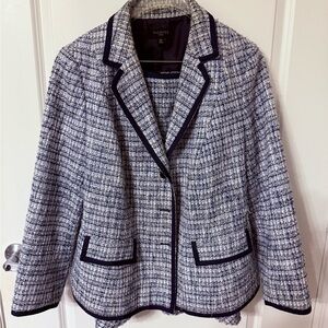 Talbots Blue boucle suit. Jacket 16W. Skirt 18W